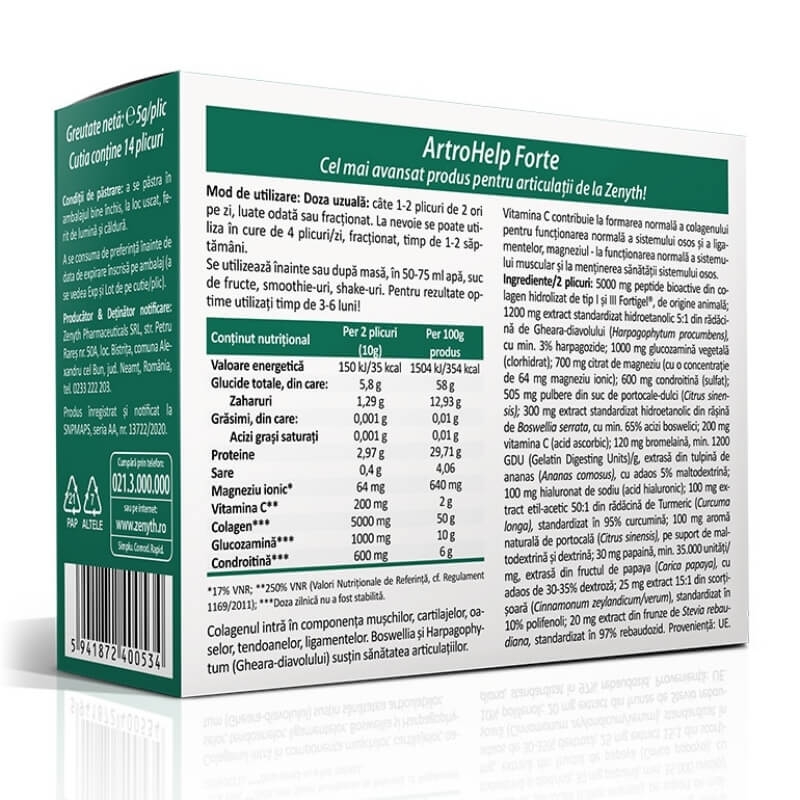 Pachet ArtroHelp Forte, 28+14 plicuri, Zenyth Pachet ArtroHelp Forte, 28+14 plicuri, Zenyth
