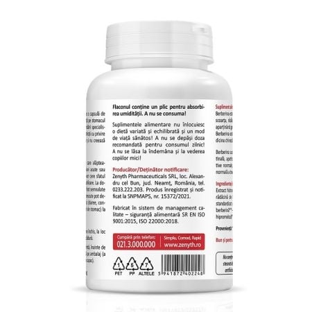 Pachet Berberine 500 mg, 60 capsule + Otet din cidru de mere, 60 capsule, Zenyth Pachet Berberine 500 mg, 60 capsule + Otet din cidru de mere, 60 capsule, Zenyth