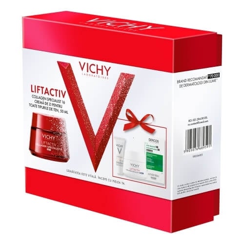 Pachet Crema de zi Liftactiv Collagen Specialist 16, 50 ml + Crema de noapte Liftactiv Collagen Specialist 16, 15 ml + Fluid cu SPF 50+ Capital Soleil, 3 ml + Sampon anti-matreata Dercos, 6 ml, Vichy Pachet Crema de zi Liftactiv Collagen Specialist 16, 50 ml + Crema de noapte Liftactiv Collagen Specialist 16, 15 ml + Fluid cu SPF 50+ Capital Soleil, 3 ml + Sampon anti-matreata Dercos, 6 ml, Vichy