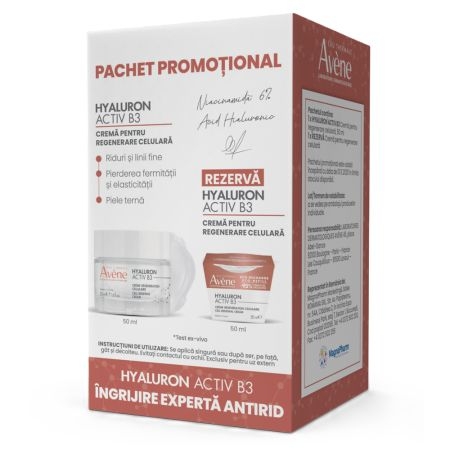 Pachet Crema Hyaluron Activ B3, 50 ml + Rezerva Hyaluron Activ B3, 50 ml, Avene Pachet Crema Hyaluron Activ B3, 50 ml + Rezerva Hyaluron Activ B3, 50 ml, Avene