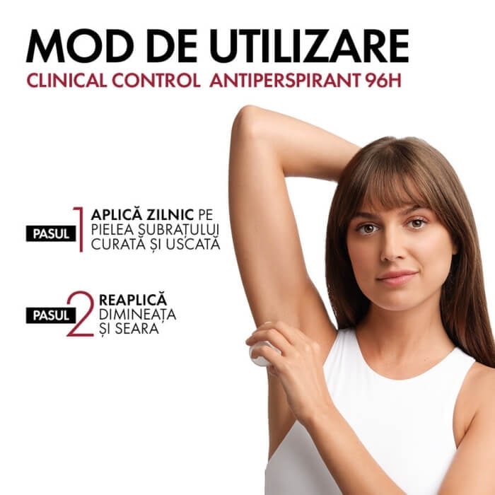 Pachet Deodorant roll-on Clinical Control 96h, 50 ml + 50 ml, Vichy Pachet Deodorant roll-on Clinical Control 96h, 50 ml + 50 ml, Vichy