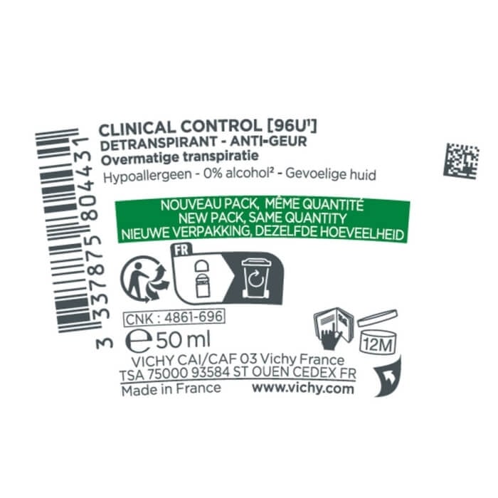 Pachet Deodorant roll-on Clinical Control 96h, 50 ml + 50 ml, Vichy Pachet Deodorant roll-on Clinical Control 96h, 50 ml + 50 ml, Vichy