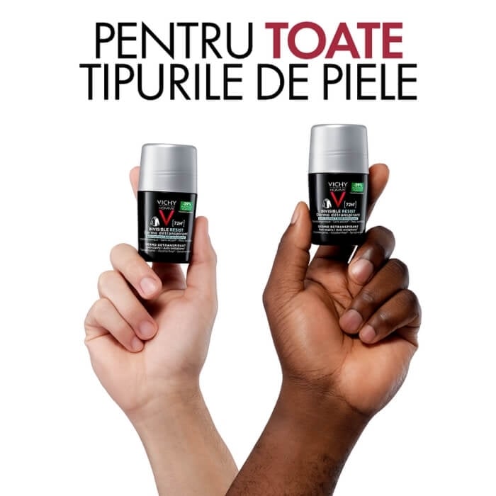 Pachet Deodorant roll-on Homme Invisible Resist 72h, 50 ml + 50 ml, Vichy Pachet Deodorant roll-on Homme Invisible Resist 72h, 50 ml + 50 ml, Vichy