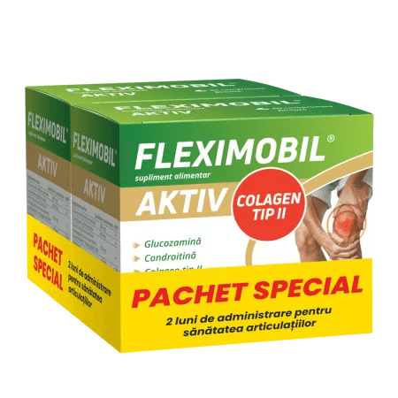 Pachet Fleximobil Aktiv, 2 x 60 comprimate filmate, Fiterman Pharma Pachet Fleximobil Aktiv, 2 x 60 comprimate filmate, Fiterman Pharma