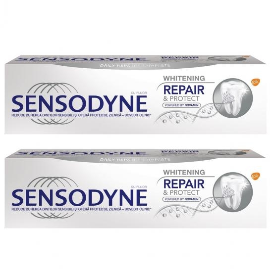Pachet Pasta de dinti Repair & Protect Whitening, 75 ml + 75 ml, Sensodyne Pachet Pasta de dinti Repair & Protect Whitening, 75 ml + 75 ml, Sensodyne