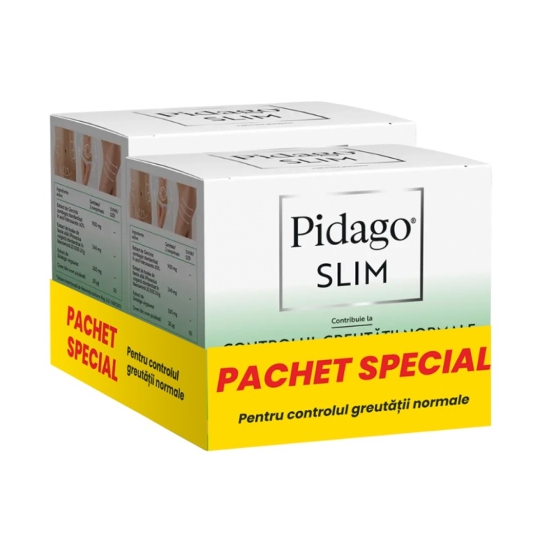Pachet Pidago Slim, 60 + 60 comprimate, Fiterman Pharma Pachet Pidago Slim, 60 + 60 comprimate, Fiterman Pharma