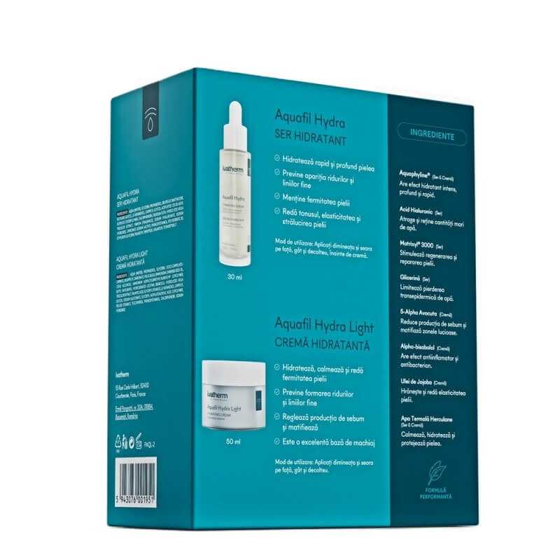Pachet Ser Aquafil Hydra, 30 ml + Crema Aquafil Hydra Light, 50 ml, Ivatherm Pachet Ser Aquafil Hydra, 30 ml + Crema Aquafil Hydra Light, 50 ml, Ivatherm