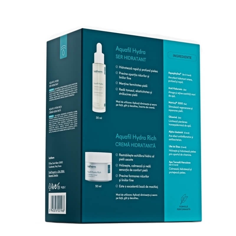 Pachet Ser Aquafil Hydra, 30 ml + Crema Aquafil Hydra Rich, 50 ml, Ivatherm Pachet Ser Aquafil Hydra, 30 ml + Crema Aquafil Hydra Rich, 50 ml, Ivatherm