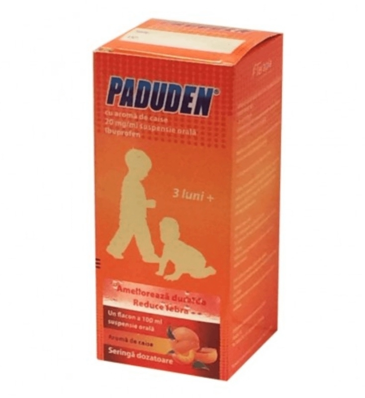 Paduden sirop cu aroma de caise (suspensie orala 3 luni+), 20 mg/ml, 100 ml, Terapia Paduden sirop cu aroma de caise (suspensie orala 3 luni+), 20 mg/ml, 100 ml, Terapia
