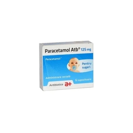 Paracetamol Atb, 125 mg, 6 supozitoare, Antibiotice SA Paracetamol Atb, 125 mg, 6 supozitoare, Antibiotice SA