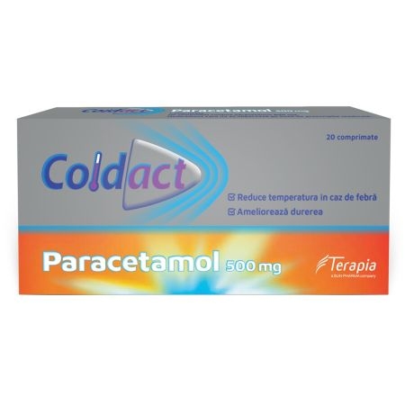 Coldact Paracetamol 500 mg, 20 comprimate, Terapia Coldact Paracetamol 500 mg, 20 comprimate, Terapia