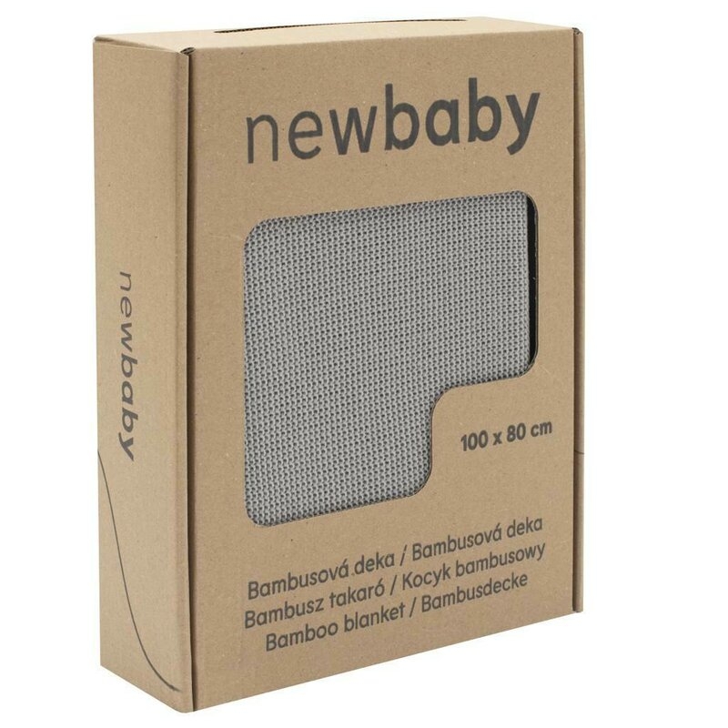 Paturica tricotata, New Baby, Antialergica si antibacteriana, Bambus, 80x100 cm, Material certificat OEKO-Tex Standard 100, 0 luni+, Grey Paturica tricotata, New Baby, Antialergica si antibacteriana, Bambus, 80x100 cm, Material certificat OEKO-Tex Standard 100, 0 luni+, Grey