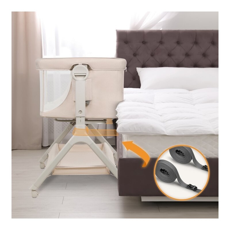 Patut co-sleeper, Lionelo, Leonie Plus, Pliabil, Cu sistem de leganare, Cu setare unghiulara, Reglabil in 6 pozitii pe inaltime, Conform cu standardele europeane de securitate EN1130 si EN16890, Bej Patut co-sleeper, Lionelo, Leonie Plus, Pliabil, Cu sistem de leganare, Cu setare unghiulara, Reglabil in 6 pozitii pe inaltime, Conform cu standardele europeane de securitate EN1130 si EN16890, Bej