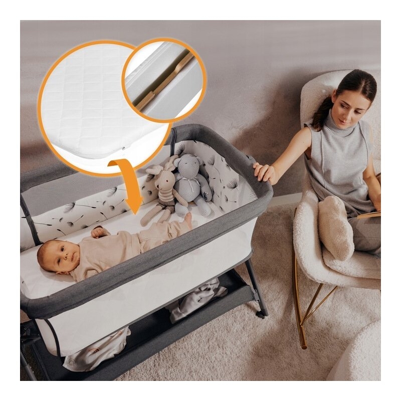 Patut co-sleeper, Lionelo, Leonie Plus, Pliabil, Cu sistem de leganare, Cu setare unghiulara, Reglabil in 6 pozitii pe inaltime, Conform cu standardele europeane de securitate EN1130 si EN16890, Bej Patut co-sleeper, Lionelo, Leonie Plus, Pliabil, Cu sistem de leganare, Cu setare unghiulara, Reglabil in 6 pozitii pe inaltime, Conform cu standardele europeane de securitate EN1130 si EN16890, Bej