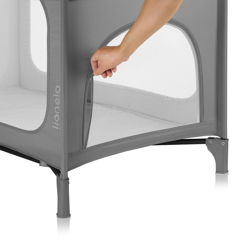Patut pliant, Lionelo, Jasmin Easy Fold, Pana la 15 kg, Usor de pliat, Cu doua nivele, Cu saltea ergonomica T25, Cu intrare laterala cu fermoar, 2 roti cu frana, 120 x 60 cm, Conform cu EN 716, 0-36 luni, Gri Patut pliant, Lionelo, Jasmin Easy Fold, Pana la 15 kg, Usor de pliat, Cu doua nivele, Cu saltea ergonomica T25, Cu intrare laterala cu fermoar, 2 roti cu frana, 120 x 60 cm, Conform cu EN 716, 0-36 luni, Gri