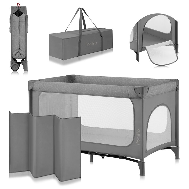 Patut pliant, Lionelo, Jasmin Easy Fold, Pana la 15 kg, Usor de pliat, Cu doua nivele, Cu saltea ergonomica T25, Cu intrare laterala cu fermoar, 2 roti cu frana, 120 x 60 cm, Conform cu EN 716, 0-36 luni, Gri Patut pliant, Lionelo, Jasmin Easy Fold, Pana la 15 kg, Usor de pliat, Cu doua nivele, Cu saltea ergonomica T25, Cu intrare laterala cu fermoar, 2 roti cu frana, 120 x 60 cm, Conform cu EN 716, 0-36 luni, Gri