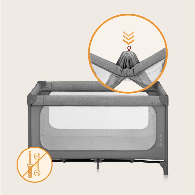Patut pliant, Lionelo, Jasmin Easy Fold, Pana la 15 kg, Usor de pliat, Cu doua nivele, Cu saltea ergonomica T25, Cu intrare laterala cu fermoar, 2 roti cu frana, 120 x 60 cm, Conform cu EN 716, 0-36 luni, Gri Patut pliant, Lionelo, Jasmin Easy Fold, Pana la 15 kg, Usor de pliat, Cu doua nivele, Cu saltea ergonomica T25, Cu intrare laterala cu fermoar, 2 roti cu frana, 120 x 60 cm, Conform cu EN 716, 0-36 luni, Gri