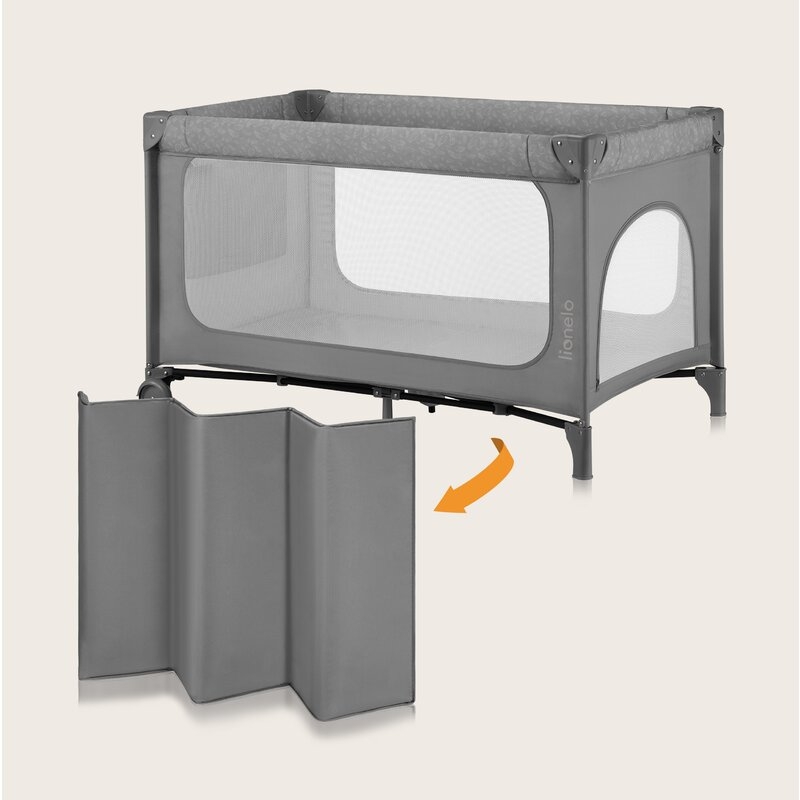 Patut pliant, Lionelo, Jasmin Easy Fold, Pana la 15 kg, Usor de pliat, Cu doua nivele, Cu saltea ergonomica T25, Cu intrare laterala cu fermoar, 2 roti cu frana, 120 x 60 cm, Conform cu EN 716, 0-36 luni, Gri Patut pliant, Lionelo, Jasmin Easy Fold, Pana la 15 kg, Usor de pliat, Cu doua nivele, Cu saltea ergonomica T25, Cu intrare laterala cu fermoar, 2 roti cu frana, 120 x 60 cm, Conform cu EN 716, 0-36 luni, Gri