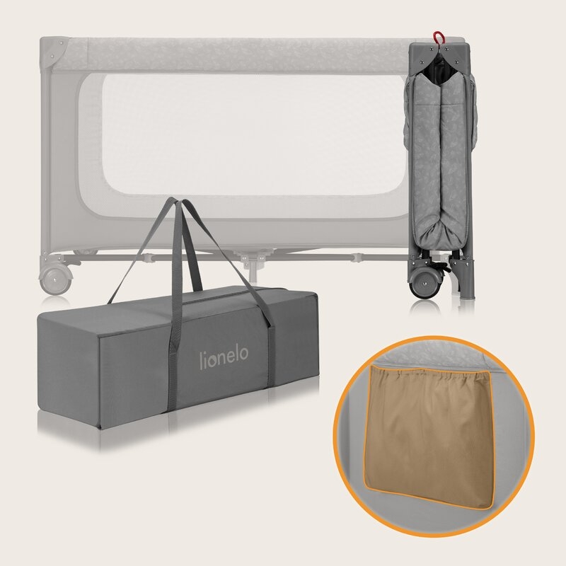 Patut pliant, Lionelo, Jasmin Easy Fold, Pana la 15 kg, Usor de pliat, Cu doua nivele, Cu saltea ergonomica T25, Cu intrare laterala cu fermoar, 2 roti cu frana, 120 x 60 cm, Conform cu EN 716, 0-36 luni, Gri Patut pliant, Lionelo, Jasmin Easy Fold, Pana la 15 kg, Usor de pliat, Cu doua nivele, Cu saltea ergonomica T25, Cu intrare laterala cu fermoar, 2 roti cu frana, 120 x 60 cm, Conform cu EN 716, 0-36 luni, Gri
