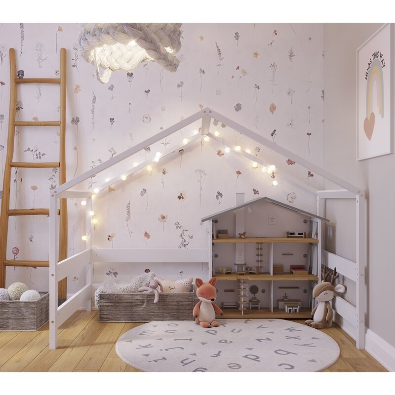 Patut tip casuta YappyHytte Bed din lemn certificat FSC, Transformabil in casuta de joaca, Cu bariera de protectie, In stil scandinav, Yappy Kids, 160x80 cm, Alb Patut tip casuta YappyHytte Bed din lemn certificat FSC, Transformabil in casuta de joaca, Cu bariera de protectie, In stil scandinav, Yappy Kids, 160x80 cm, Alb
