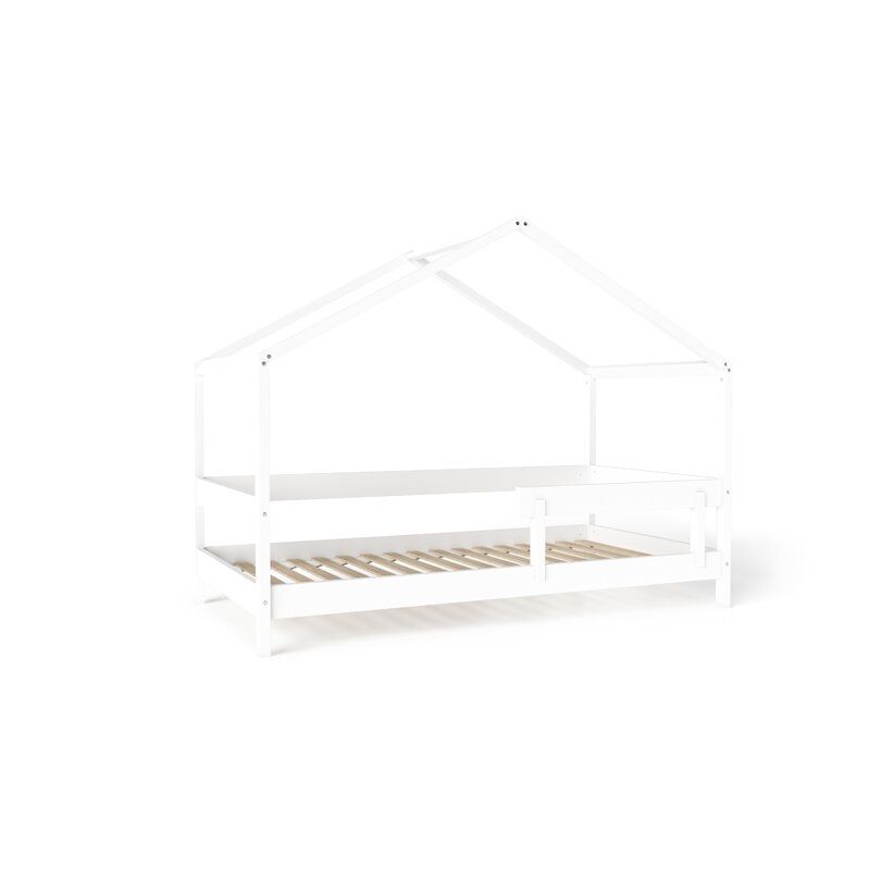 Patut tip casuta YappyHytte Bed din lemn certificat FSC, Transformabil in casuta de joaca, Cu bariera de protectie, In stil scandinav, Yappy Kids, 160x80 cm, Alb Patut tip casuta YappyHytte Bed din lemn certificat FSC, Transformabil in casuta de joaca, Cu bariera de protectie, In stil scandinav, Yappy Kids, 160x80 cm, Alb