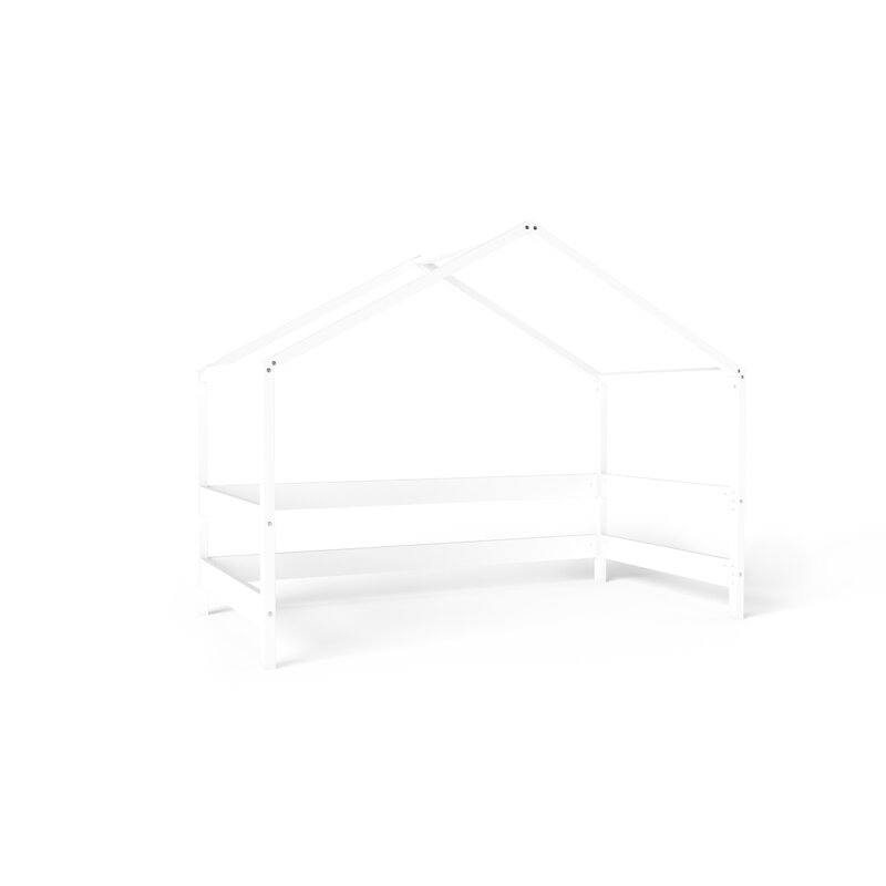 Patut tip casuta YappyHytte Bed din lemn certificat FSC, Transformabil in casuta de joaca, Cu bariera de protectie, In stil scandinav, Yappy Kids, 160x80 cm, Alb Patut tip casuta YappyHytte Bed din lemn certificat FSC, Transformabil in casuta de joaca, Cu bariera de protectie, In stil scandinav, Yappy Kids, 160x80 cm, Alb