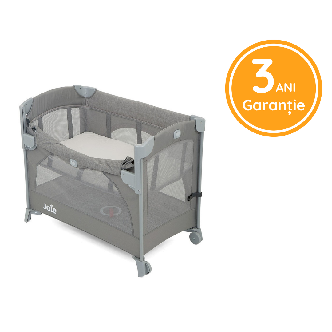 Patut pliant pentru cosleeping Kubbie Foggy Gray, Joie Patut pliant pentru cosleeping Kubbie Foggy Gray, Joie