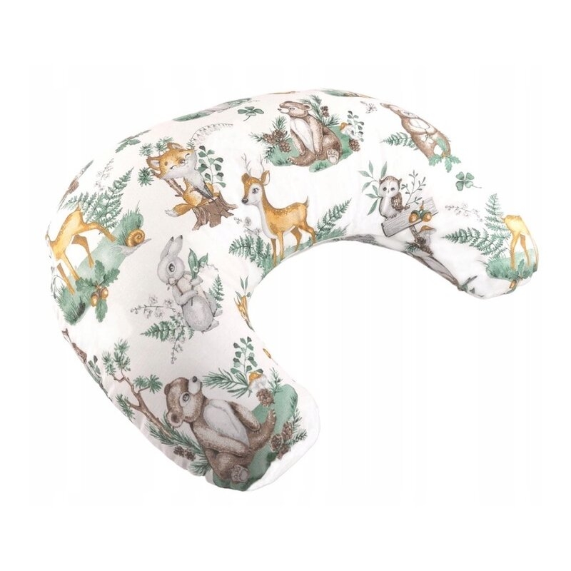 Perna pentru alaptat, Bocioland, Forest Animals, Cu husa detasabila, Din bumbac, 50x18 cm, Multicolor Perna pentru alaptat, Bocioland, Forest Animals, Cu husa detasabila, Din bumbac, 50x18 cm, Multicolor