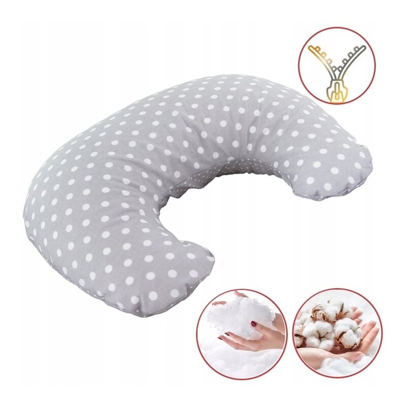 Perna pentru alaptat, Bocioland, Gray Pea, Cu husa detasabila, Din bumbac, 50x18 cm, Gri Perna pentru alaptat, Bocioland, Gray Pea, Cu husa detasabila, Din bumbac, 50x18 cm, Gri