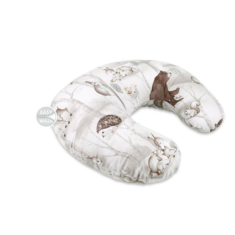 Perna pentru alaptat, MimiNu, Din bumbac certificat Oeko Tex Standard 100, Cu husa detasabila, Cu fermoar securizat, Circumferinta 155 cm, Design, Woodland Perna pentru alaptat, MimiNu, Din bumbac certificat Oeko Tex Standard 100, Cu husa detasabila, Cu fermoar securizat, Circumferinta 155 cm, Design, Woodland