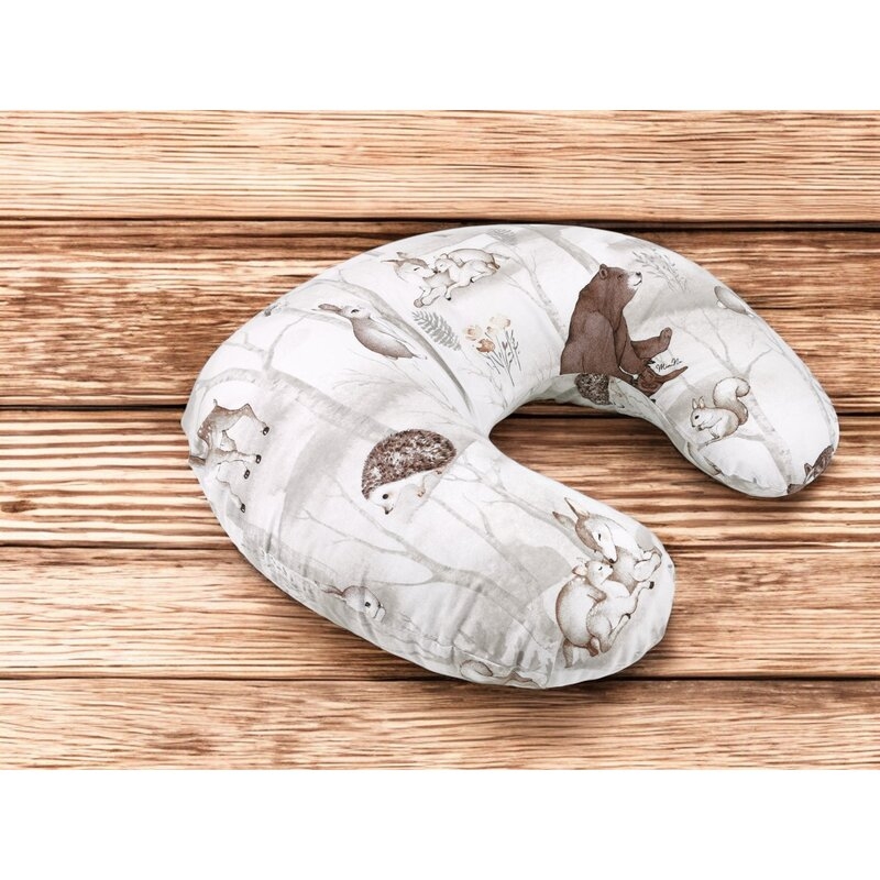 Perna pentru alaptat, MimiNu, Din bumbac certificat Oeko Tex Standard 100, Cu husa detasabila, Cu fermoar securizat, Circumferinta 155 cm, Design, Woodland Perna pentru alaptat, MimiNu, Din bumbac certificat Oeko Tex Standard 100, Cu husa detasabila, Cu fermoar securizat, Circumferinta 155 cm, Design, Woodland