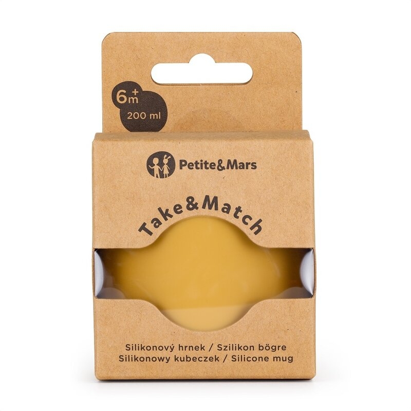 Petite&Mars - Canuta Take&Match, Fara maner, Silicon, Fara BPA, 360 ml, 6 luni+, Galben