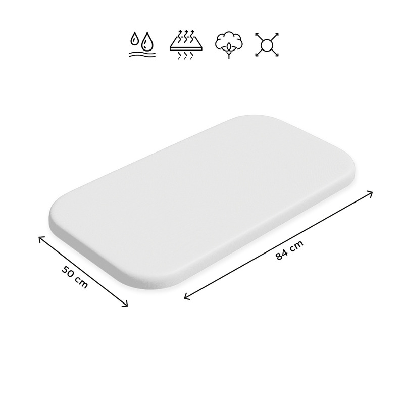 Petite&Mars - Cearceaf elastic impermeabil, Pentru patut co-sleeper, Din bumbac, 84x50 cm, 0 luni+, Alb Petite&Mars - Cearceaf elastic impermeabil, Pentru patut co-sleeper, Din bumbac, 84x50 cm, 0 luni+, Alb