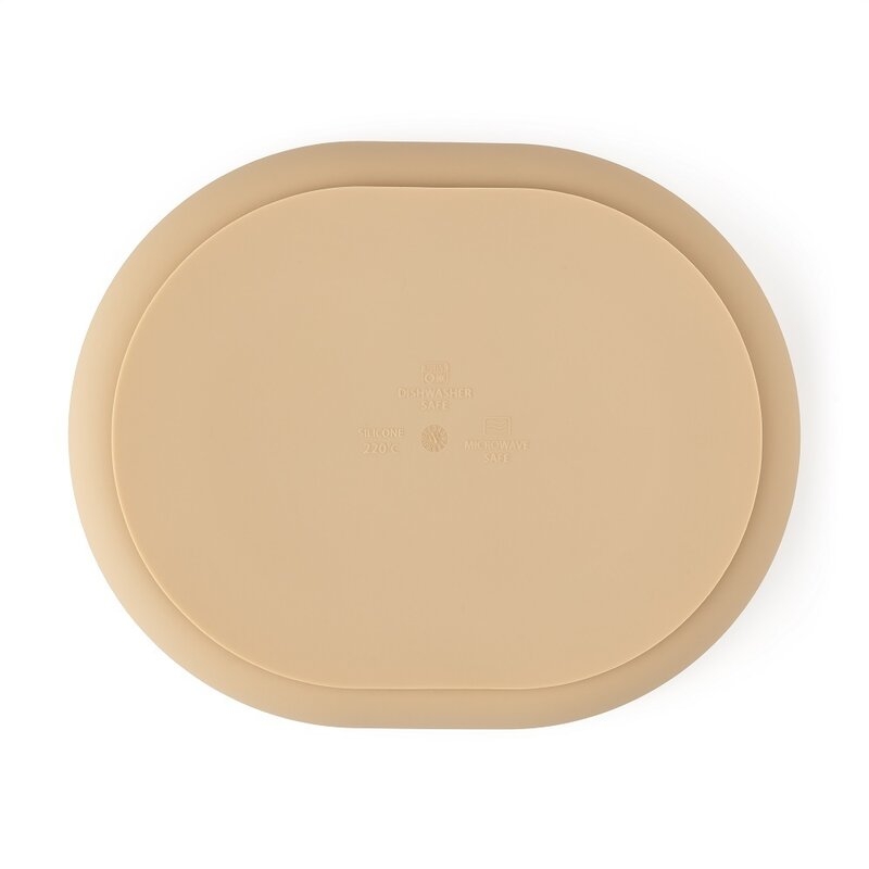 Petite&Mars - Farfurie compartimentata Take&Match, Ovala, Cu ventuza si 3 compartimente, Silicon, Fara BPA, 630 ml, 6 luni+, Bej