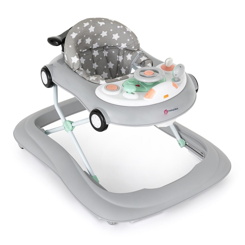 Petite&Mars - Premergator muzical cu panou interactiv si lumini Cabrio, Inaltime reglabila pe 3 pozitii, 6 luni+, Gri Petite&Mars - Premergator muzical cu panou interactiv si lumini Cabrio, Inaltime reglabila pe 3 pozitii, 6 luni+, Gri