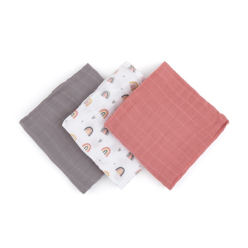 Petite&Mars - Set 3 scutece din muselina de bambus Moussy Rose Rainbow, Hipoalergenice, 68 x 68 cm, Certificate Oeko Tex Standard 100, Multicolor Petite&Mars - Set 3 scutece din muselina de bambus Moussy Rose Rainbow, Hipoalergenice, 68 x 68 cm, Certificate Oeko Tex Standard 100, Multicolor