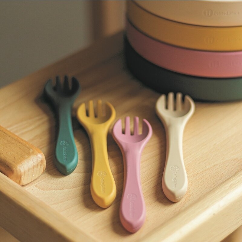 Petite&Mars - Set tacamuri din silicon fara BPA, Take&Match, 6 luni+, Ocru