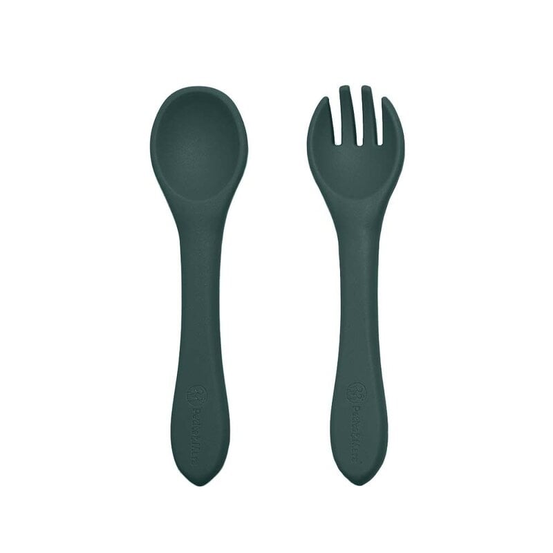 Petite&Mars - Set tacamuri din silicon fara BPA, Take&Match, 6 luni+, Verde inchis