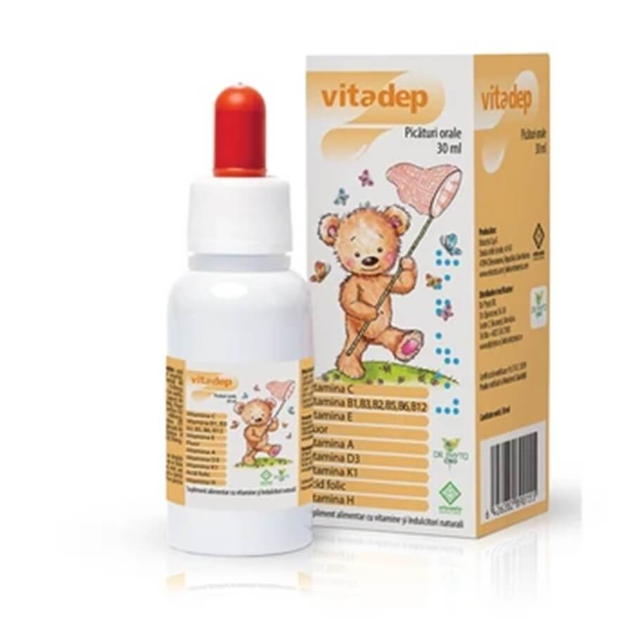 Picaturi orale cu vitamine pentru copii Vitadep, 30 ml, Dr. Phyto Picaturi orale cu vitamine pentru copii Vitadep, 30 ml, Dr. Phyto