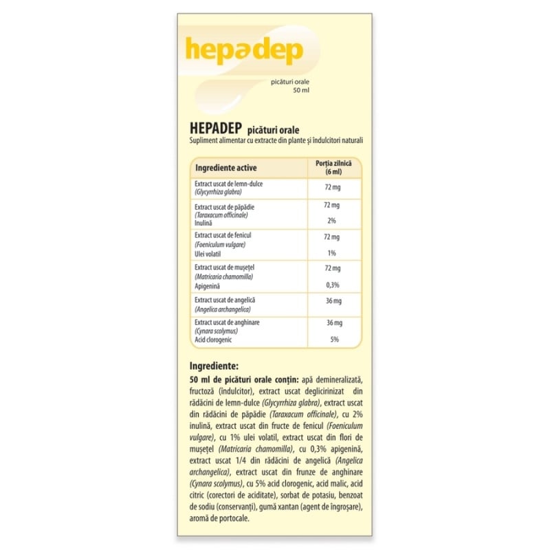 Picaturi orale Hepadep, 50 ml, Dr. Phyto Picaturi orale Hepadep, 50 ml, Dr. Phyto