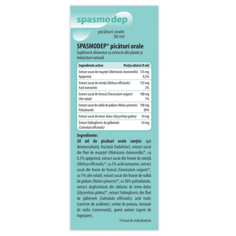 Picaturi orale pentru copii Spasmodep, 30 ml, Dr. Phyto Picaturi orale pentru copii Spasmodep, 30 ml, Dr. Phyto