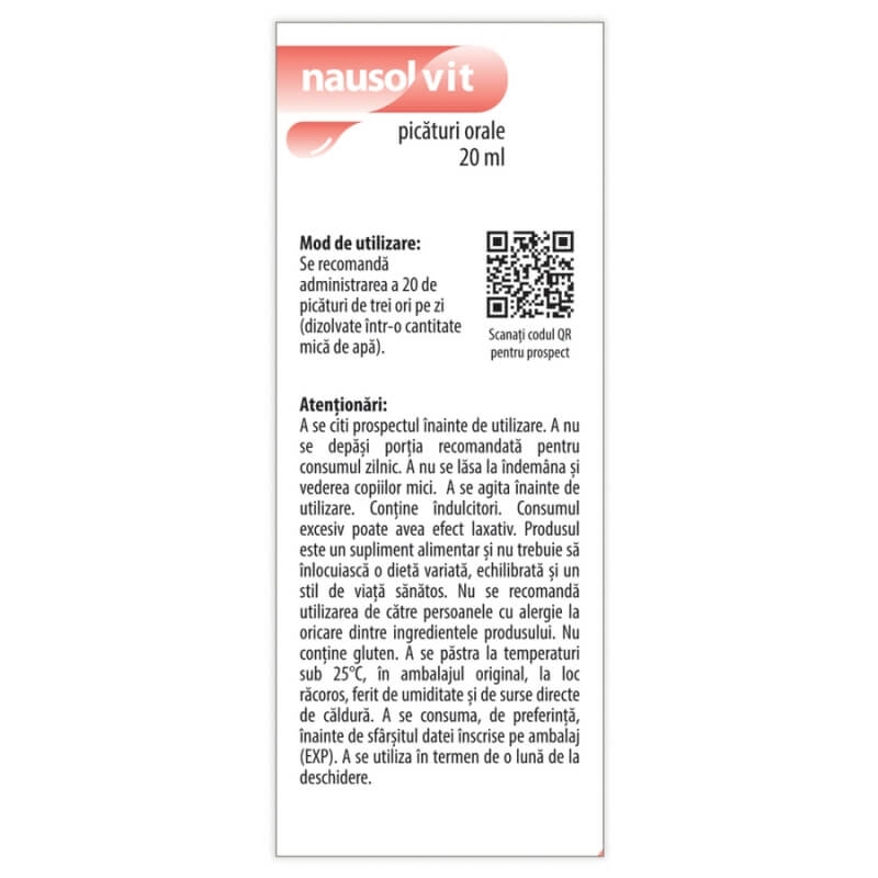 Picaturi pentru greata si varsaturi Nausolvit, 20 ml, Dr. Phyto Picaturi pentru greata si varsaturi Nausolvit, 20 ml, Dr. Phyto