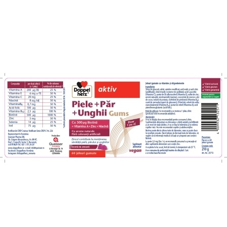 Piele + Par + Unghii Aktiv, 60 jeleuri gumate, Doppelherz