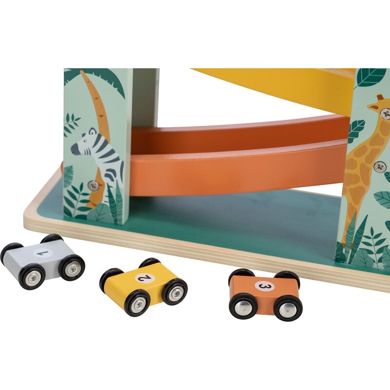 Pista de masini, Din lemn, Cu 3 masinute incluse, 26.9 x 23.6 x 7 cm, Free2Play, Safari Pista de masini, Din lemn, Cu 3 masinute incluse, 26.9 x 23.6 x 7 cm, Free2Play, Safari