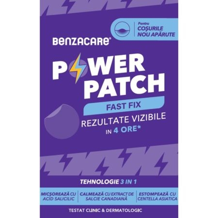Plasturi anti-acnee Power Patch Fast Fix, 36 bucati, Benzacare Plasturi anti-acnee Power Patch Fast Fix, 36 bucati, Benzacare
