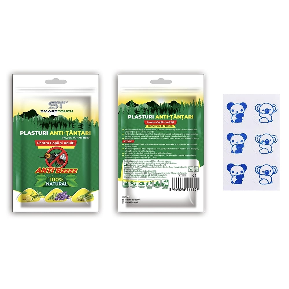 Plasturi anti-tantari pentru copii si adulti, 6 bucati, Smart Touch Plasturi anti-tantari pentru copii si adulti, 6 bucati, Smart Touch