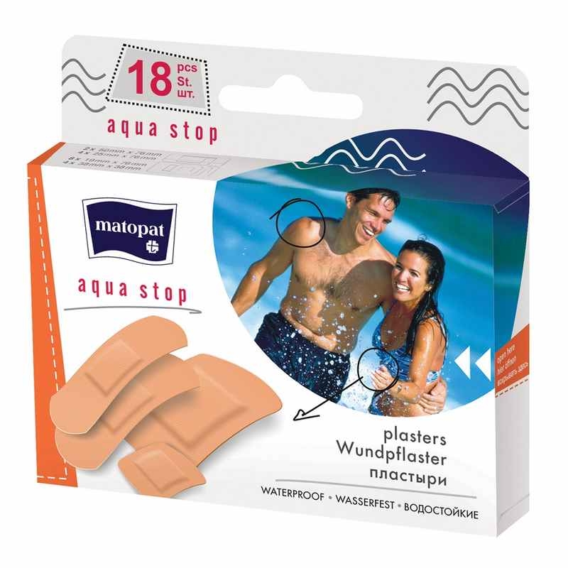 Plasturi rezistenti la apa Aqua Stop, 18 bucati, Matopat Plasturi rezistenti la apa Aqua Stop, 18 bucati, Matopat