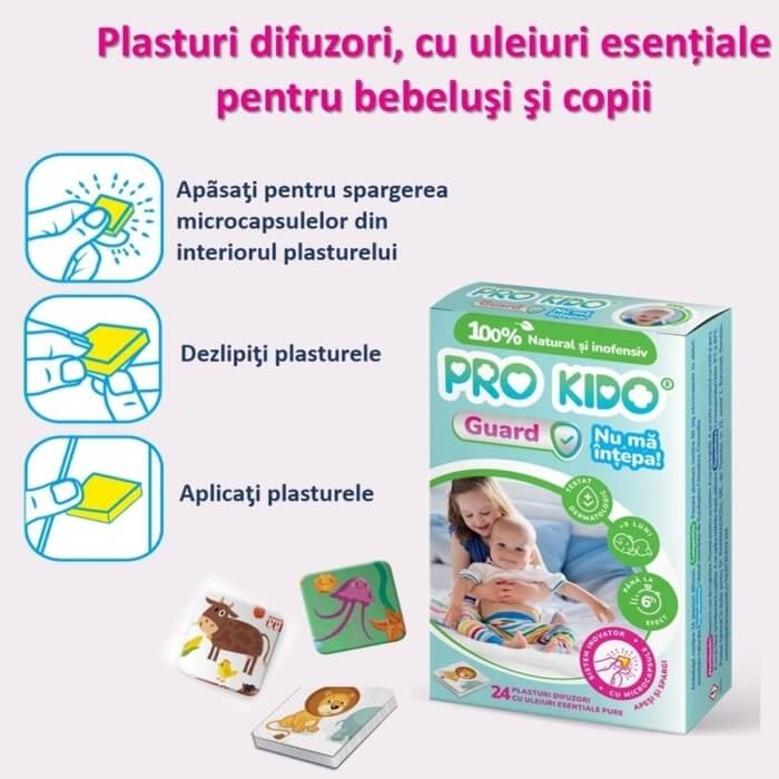 Plasturi difuzori naturali pentru bebelusi si copii Pro Kido Guard, 24 bucati, PharmaExcell Plasturi difuzori naturali pentru bebelusi si copii Pro Kido Guard, 24 bucati, PharmaExcell