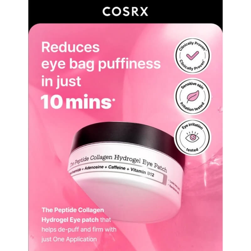 Plasturi Din Hidrogel Pentru Ochi Cu Colagen Si Peptide, 60 bucati, Cosrx Plasturi Din Hidrogel Pentru Ochi Cu Colagen Si Peptide, 60 bucati, Cosrx