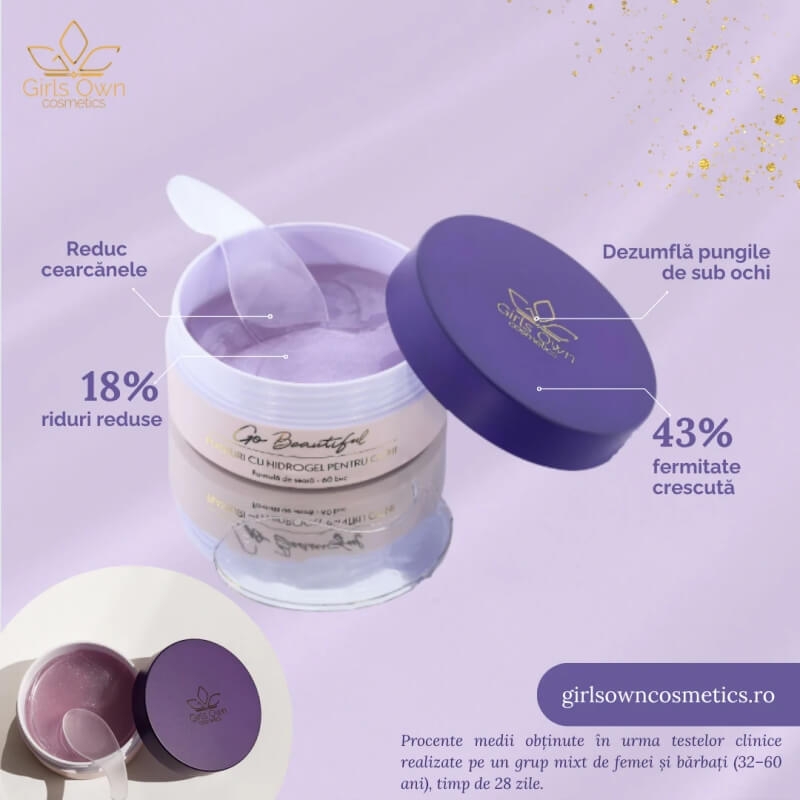 Plasturi din hidrogel pentru ochi formula de seara Go Beautiful, 60 buc, Girl Own Cosmetics Plasturi din hidrogel pentru ochi formula de seara Go Beautiful, 60 buc, Girl Own Cosmetics